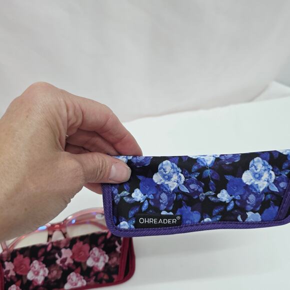 Women's 3 Pack Of Reading Glasses with Floral Cases +3.00 Blue Filter - Picture 10 of 10